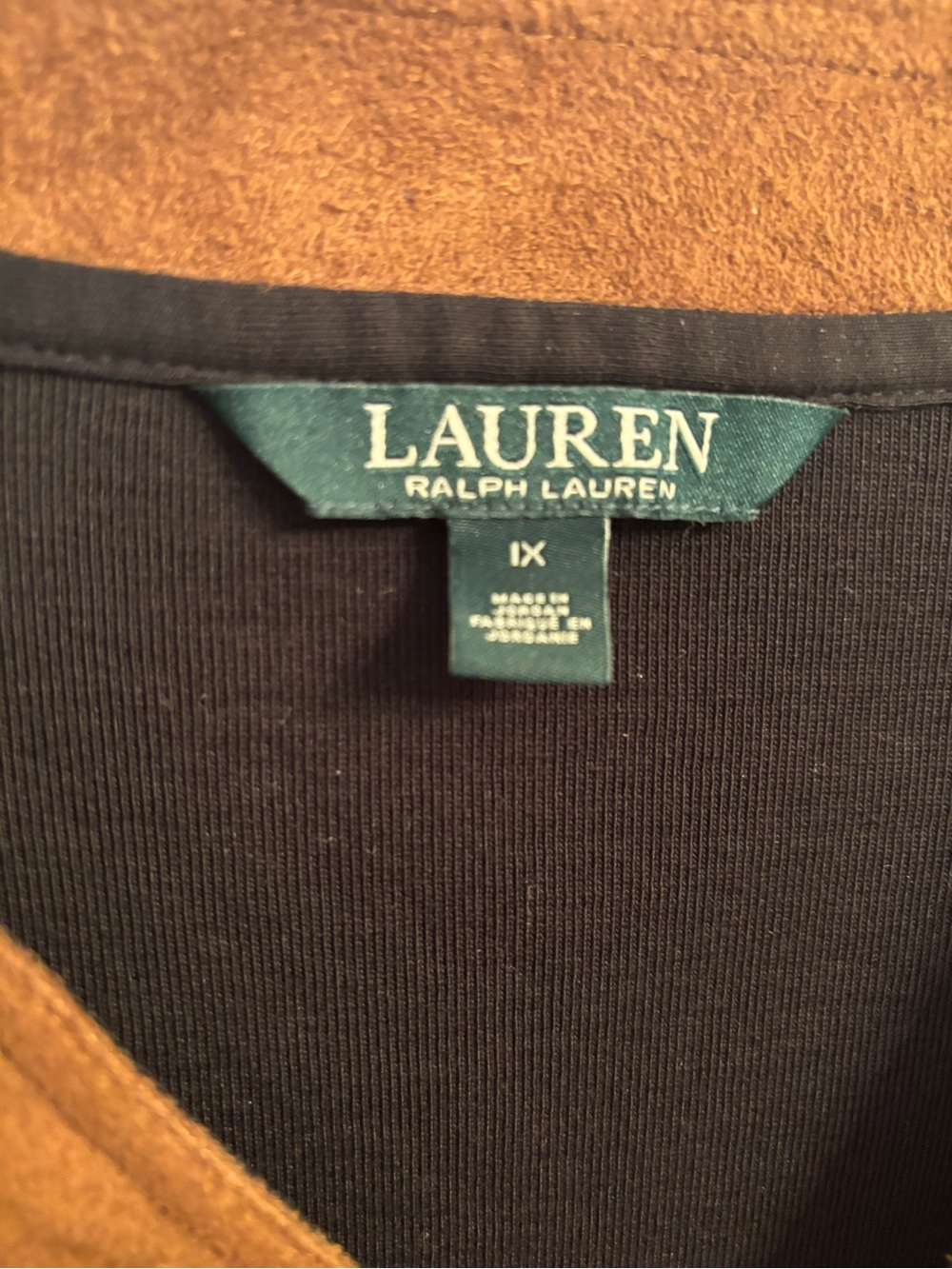Ralph Lauren Black Tunic with Brown V-Neck Trim - Picture 2 of 3